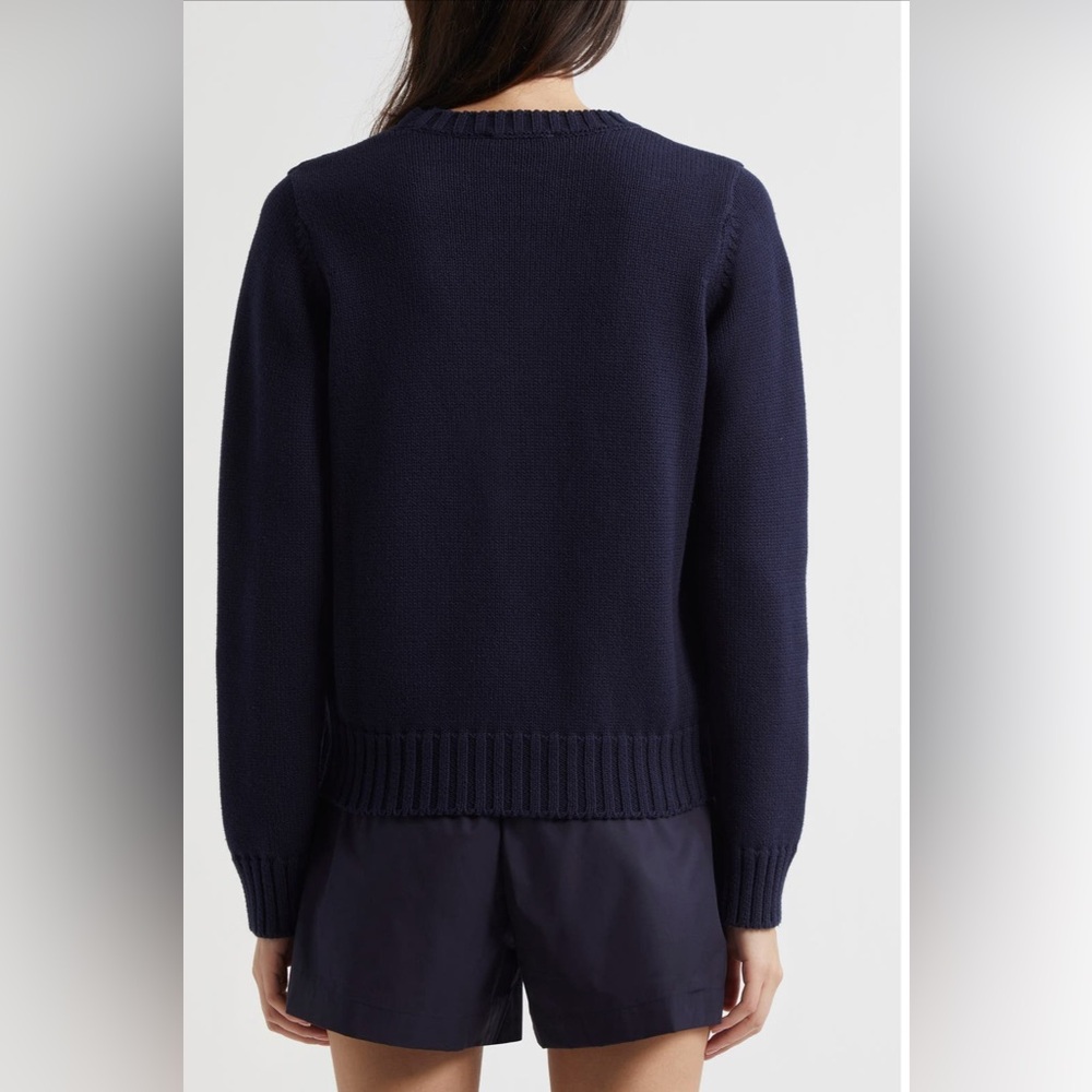 Sporty and Rich brand Medium NWT Navy Blue Cotton Crewneck Health Crest Sweater - Picture 15 of 16